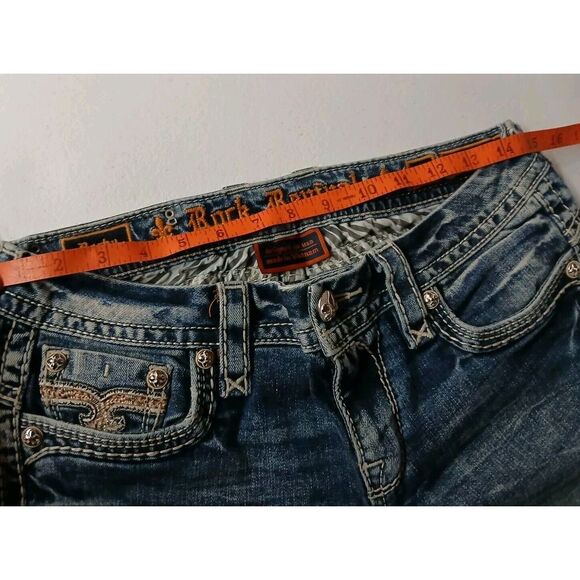 Rock Revival Blue Skinny Jeans with Embroidered Pockets - Picture 5 of 10